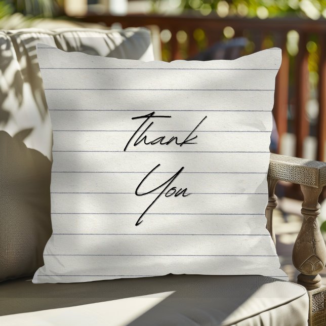 Handwritten Thank You Lined Paper  Throw Pillow (Creator Uploaded)