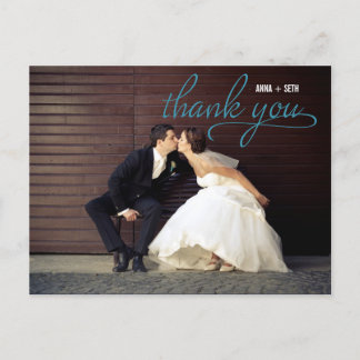 HANDWRITTEN Thank You Postcard - Blue