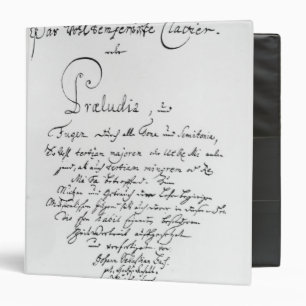 Handwritten Titlepage of The Well Tempered Binder