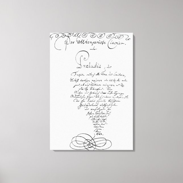 Handwritten Titlepage of The Well Tempered Canvas Print (Front)