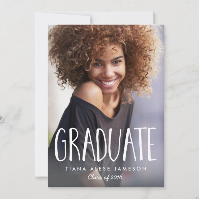Handwritten Trendy Photo Graduation Announcement (Front)