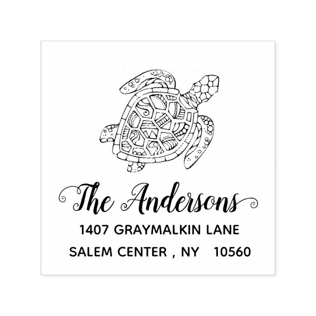 Handwritten Turtle Custom Return Address Self-inking Stamp (Design)