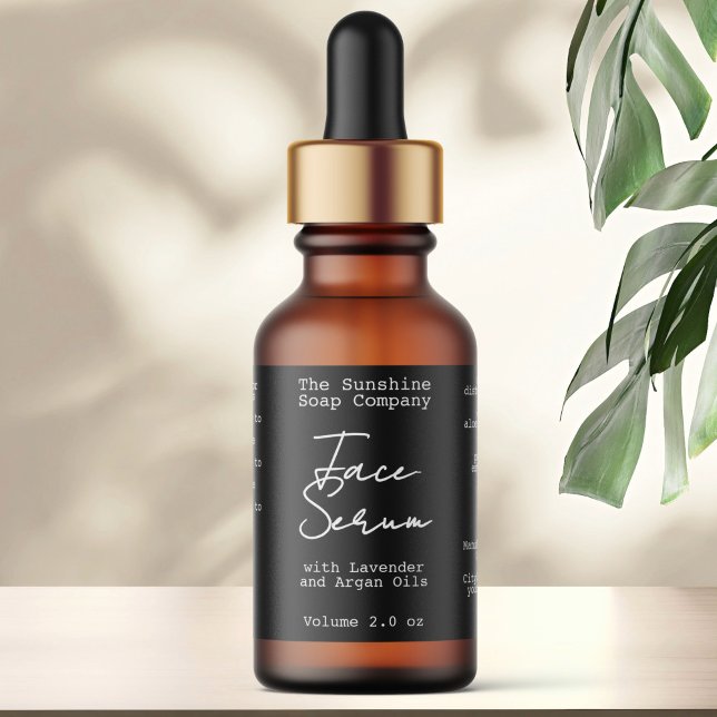 Handwritten Typed Look Black Dropper Bottle Label (Creator Uploaded)