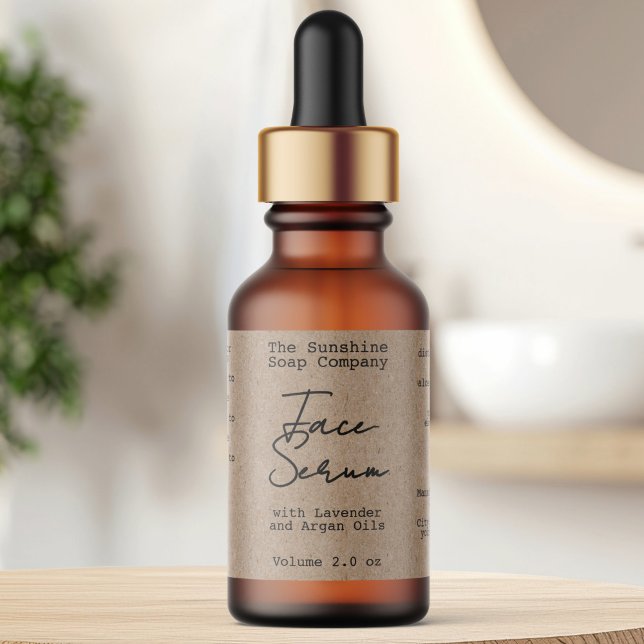 Handwritten Typed Look Kraft Dropper Bottle Label (Creator Uploaded)