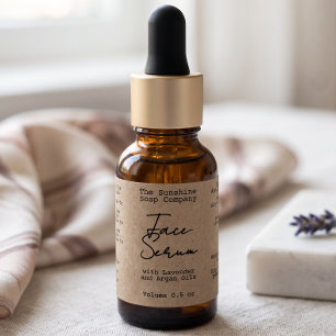 Handwritten Typed Look Kraft Dropper Bottle Label