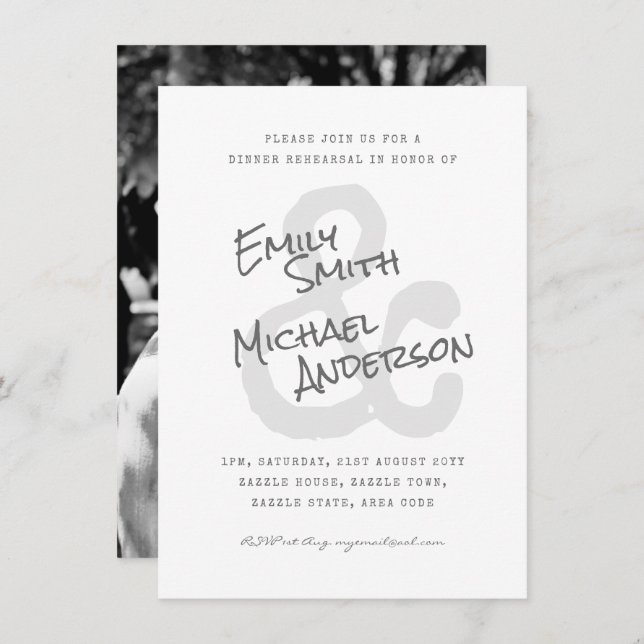 Handwritten Typeset Ampersand PHOTO Invitations (Front/Back)