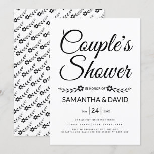 Handwritten typography couple's shower wedding invitation