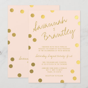 Handwritten Typography Gold Foil Confetti Wedding Invitation