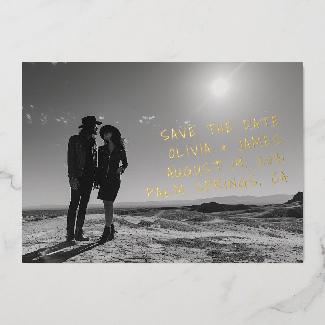 Handwritten Unique Photo Wedding Save the Date (Front)