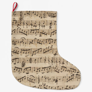 Handwritten Vintage Sheet Music Christmas Stocking