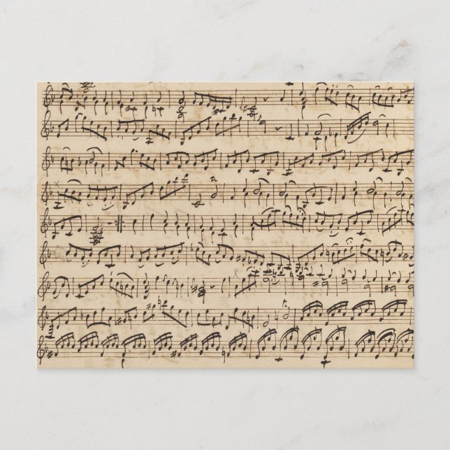 Handwritten Vintage Sheet Music Postcard (Front)