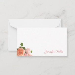 Handwritten Watercolor Roses Pastel Colours Trendy Card