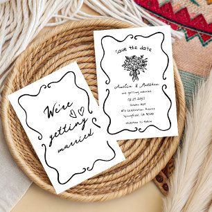 Handwritten Wedding Doodle couple Whimsical Invitation