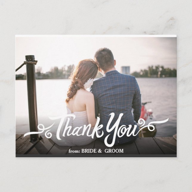 Handwritten Wedding Thank You Postcard (Front)