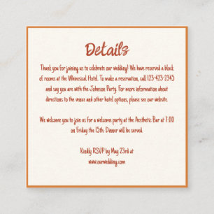Handwritten Whimsical 70s Border Wedding Details Enclosure Card