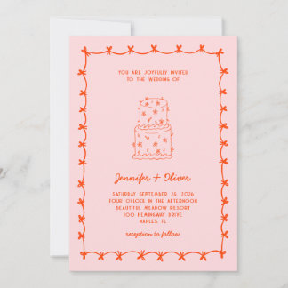 Handwritten Whimsical Colorful Wedding Invitation