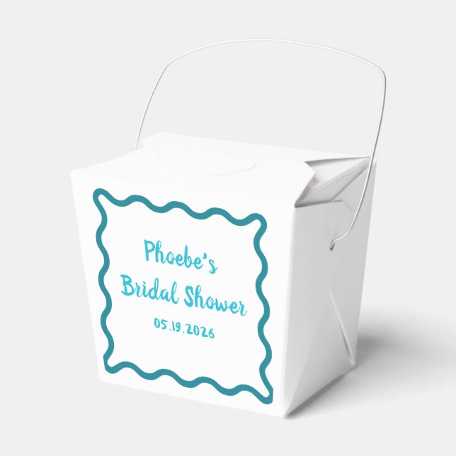 Handwritten Whimsical Wavy Border Bridal Shower Favor Box (Front Side)