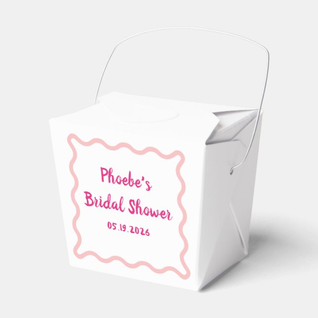 Handwritten Whimsical Wavy Border Bridal Shower Favor Box (Front Side)