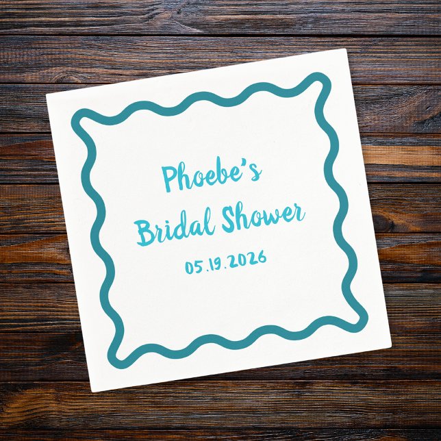 Handwritten Whimsical Wavy Border Bridal Shower Napkin (Creator Uploaded)