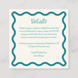 Handwritten Whimsical Wavy Border Wedding Details Enclosure Card