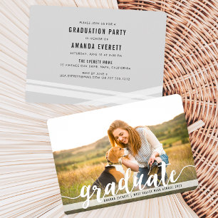 Handwritten White Photo Graduation Announcement