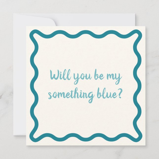 Handwritten will you be my something blue Proposal Card (Front)