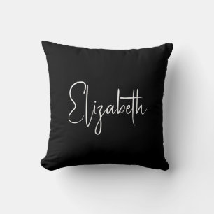 Handwritten Your Own Name Or Text Black & White Throw Pillow