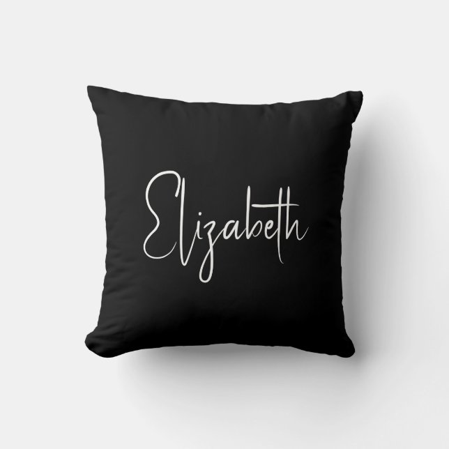 Handwritten Your Own Name Or Text Black & White Throw Pillow (Front)