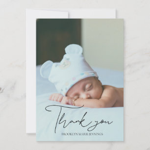 Handwritten Your Photo Baby Shower Thank You   Card