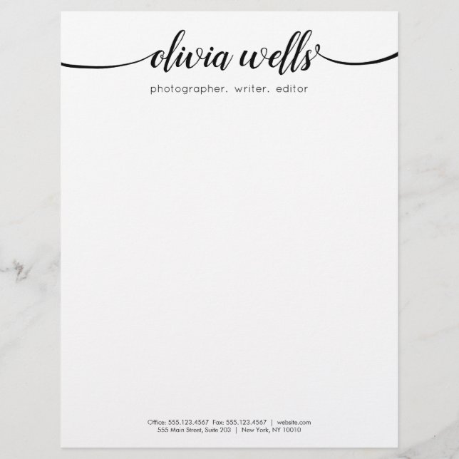 Handwrittren Calligraphy Script Typography Letterhead (Front)