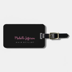 Handwtitten Script Grey Pink Trendy Feminine Luggage Tag