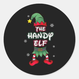 Handy Elf Christmas Pajamas Pjs Matching Family Gr Classic Round Sticker