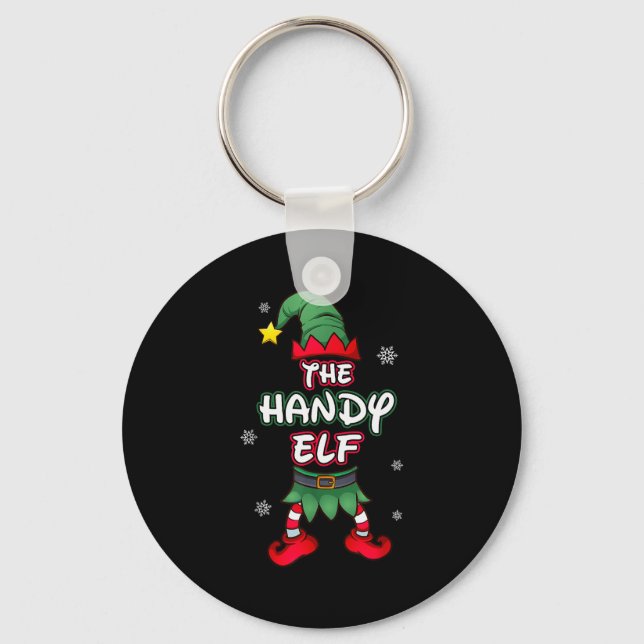 Handy Elf Christmas Pajamas Pjs Matching Family Gr Keychain (Front)