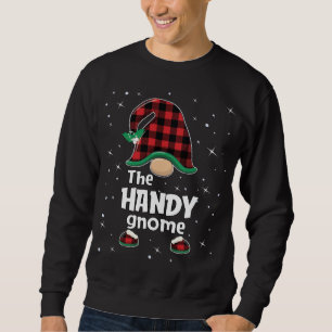 Handy Gnome Buffalo Plaid Matching Christmas Pajam Sweatshirt
