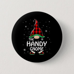 Handy Gnome Buffalo Plaid Matching Family Christma 2 Inch Round Button