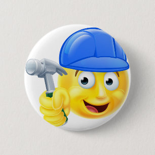 Handy Man Carpenter Builder Emoji Emoticon 2 Inch Round Button