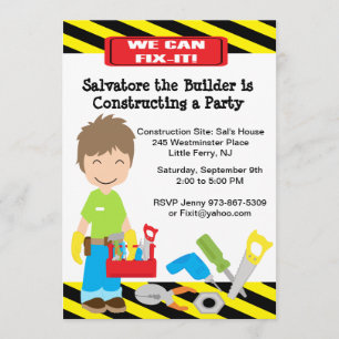 Handy Man Fix It Boys Invitation Anniversaire