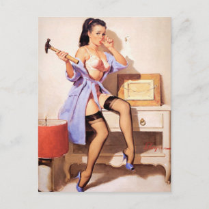 Handy Man Pin-Up Postcard
