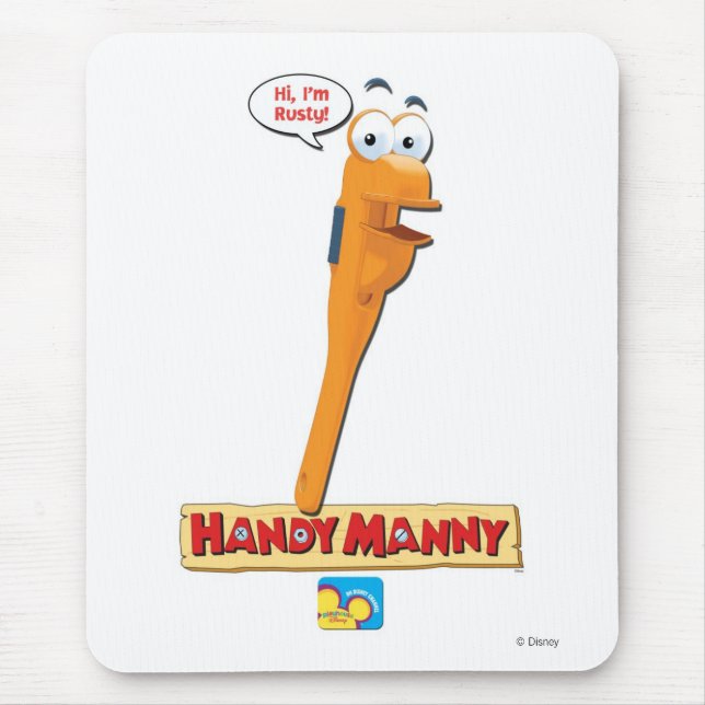 Handy Manny's Rusty saying, "Hi, I'm Rusty!" Mouse Pad (Front)