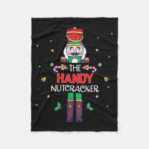 Handy Nutcracker Funny Christmas Family Matching O Fleece Blanket
