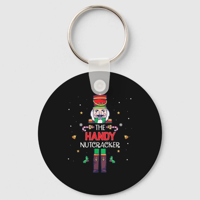 Handy Nutcracker Funny Christmas Family Matching O Keychain (Front)