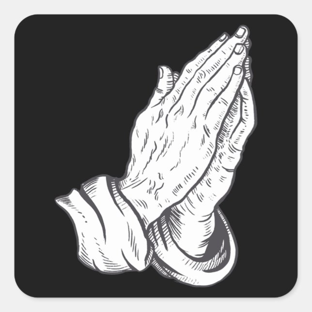 Handy Praying Christian Praying Square Sticker (Front)