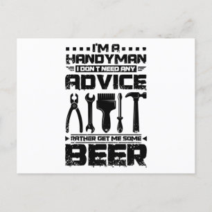 Handyman and Beer Postcard