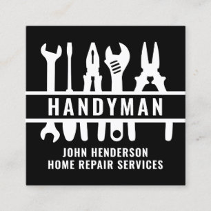 Handyman Back White Qr Code Home Repair Services Square Business Card