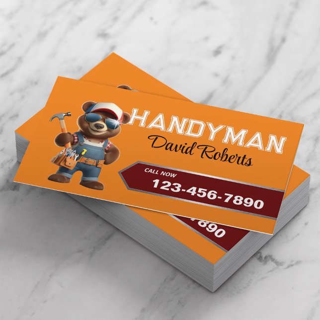 Handyman Bear Carpenter House Repair Maintenace Business Card (Creator Uploaded)