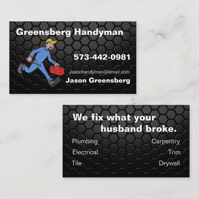 Handyman Business Card with Tile Backdrop (Front/Back)