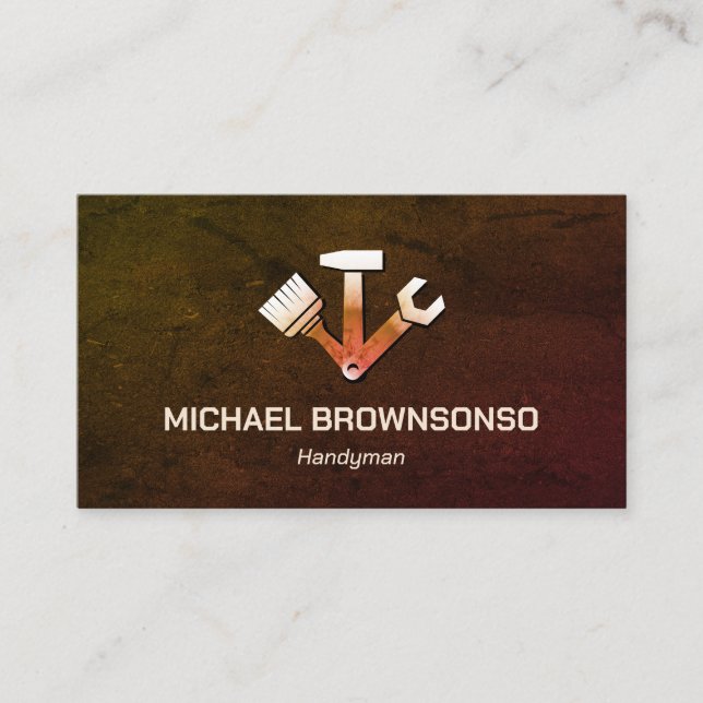 Handyman Carpenter Services Simple Retro Business Card (Front)