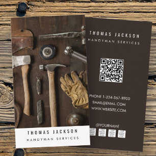 Handyman Carpenter Tools Photo QR Code  Business Card
