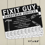 Handyman Carpentry Tear Off Phone Number Flyer<br><div class="desc">Black and white Handyman Carpentry Tear Off Phone Number advertising flyer</div>