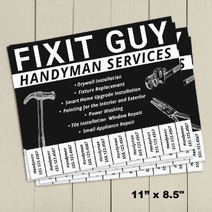 Handyman Carpentry Tear Off Phone Number Flyer